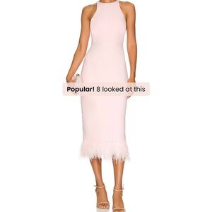 Stylish Pink Halter Dress with Feather Detail